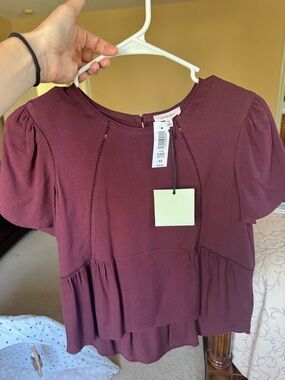 Sunday Best Burgundy Short-Sleeve Peplum Tunic